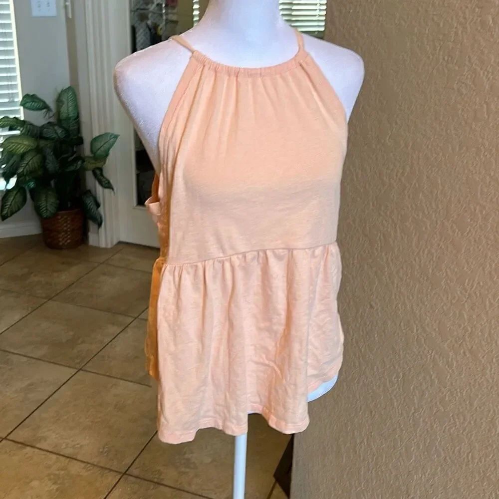 American Eagle Women's S Halter Neck Tank Top Orange Peach Summer Coastal New